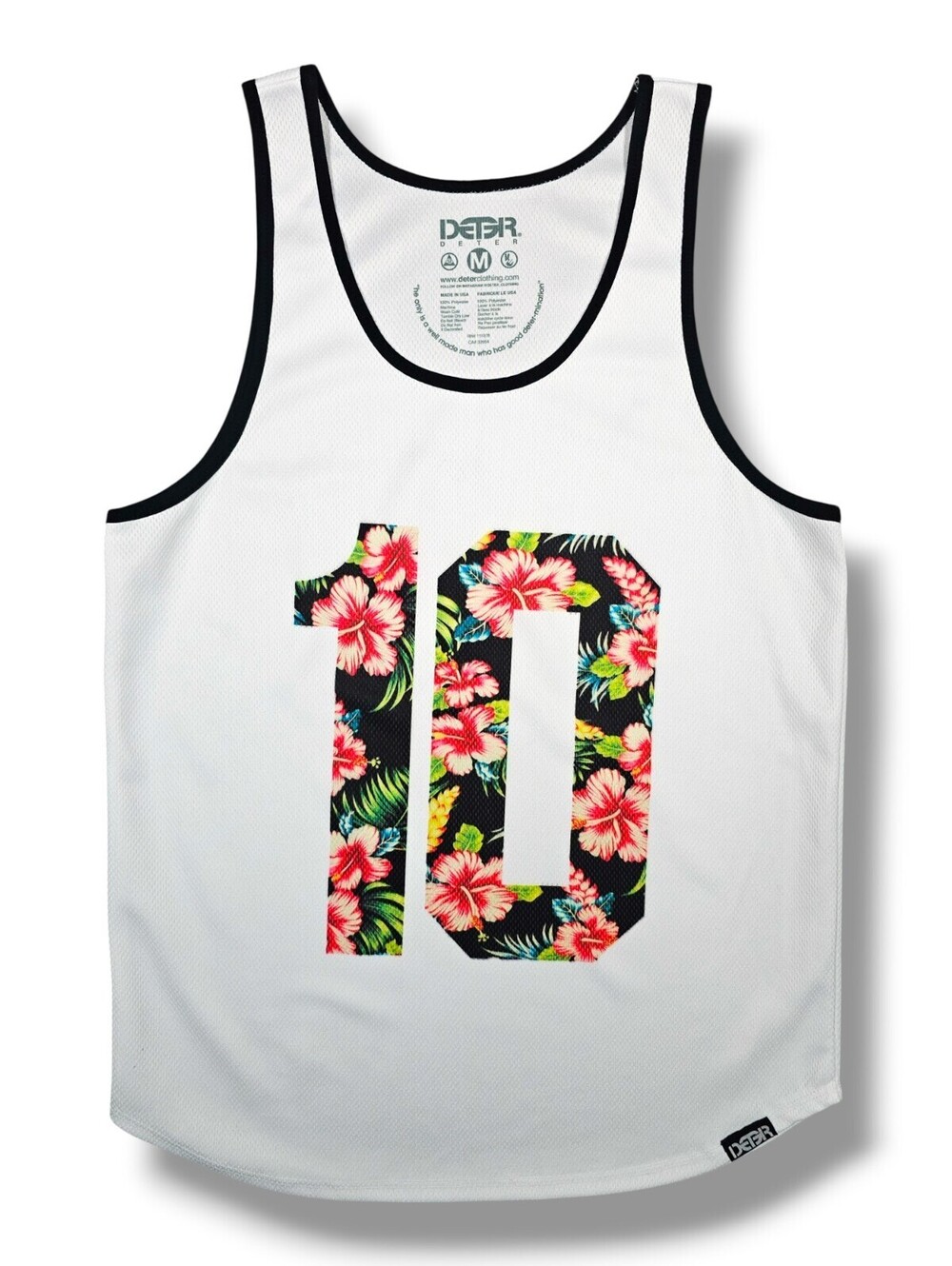 White Floral Varsity Mesh Tank Top Modern Casual Summer Streetwear Y2K Medium